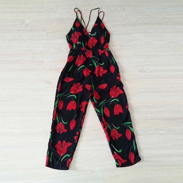 Jumsuit dài hở lưng họa tiết hoa Tulip