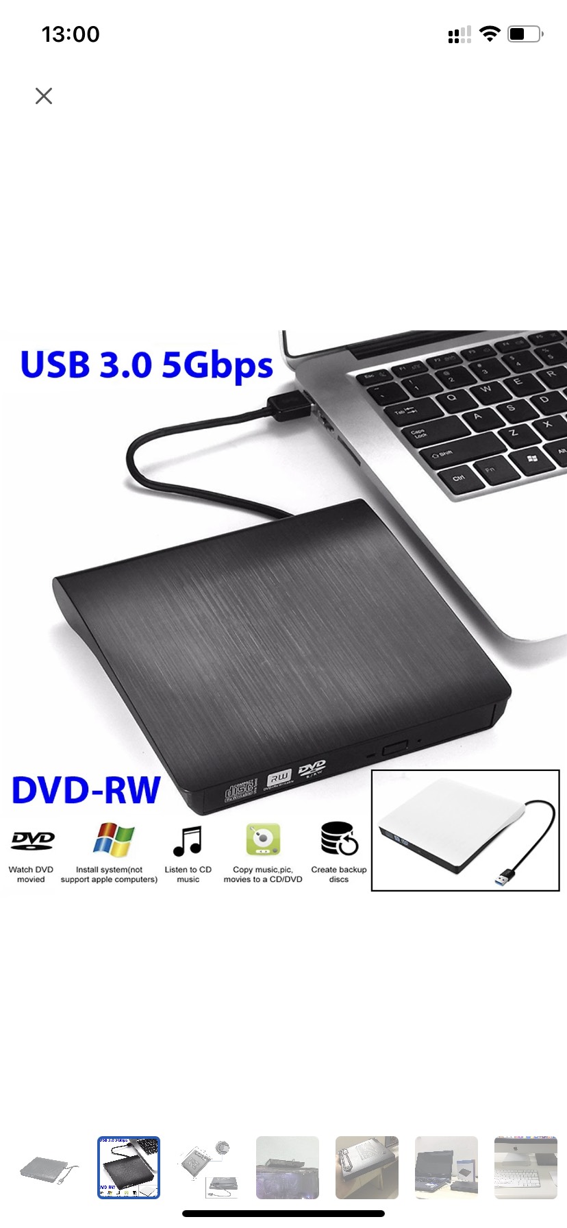 Ổ ĐĨA DVD RW CẮM NGOÀI CHO LATOP DESTOP OS ĐỜI MỚI usb 3.0 và cổng Type C -Hàng Chính Hãng