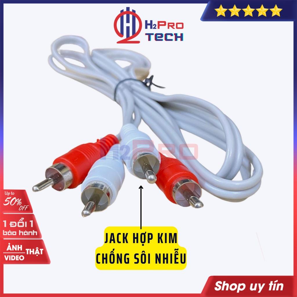 1 Dây Av 2 Ra 2 Cao Cấp Dài 140Cm, Vỏ Pvc Màu Ghi, Dây Cáp Audio 2 Ra 2 Jack Hợp Kim Chống Sôi Nhiễu-H2Pro Tech