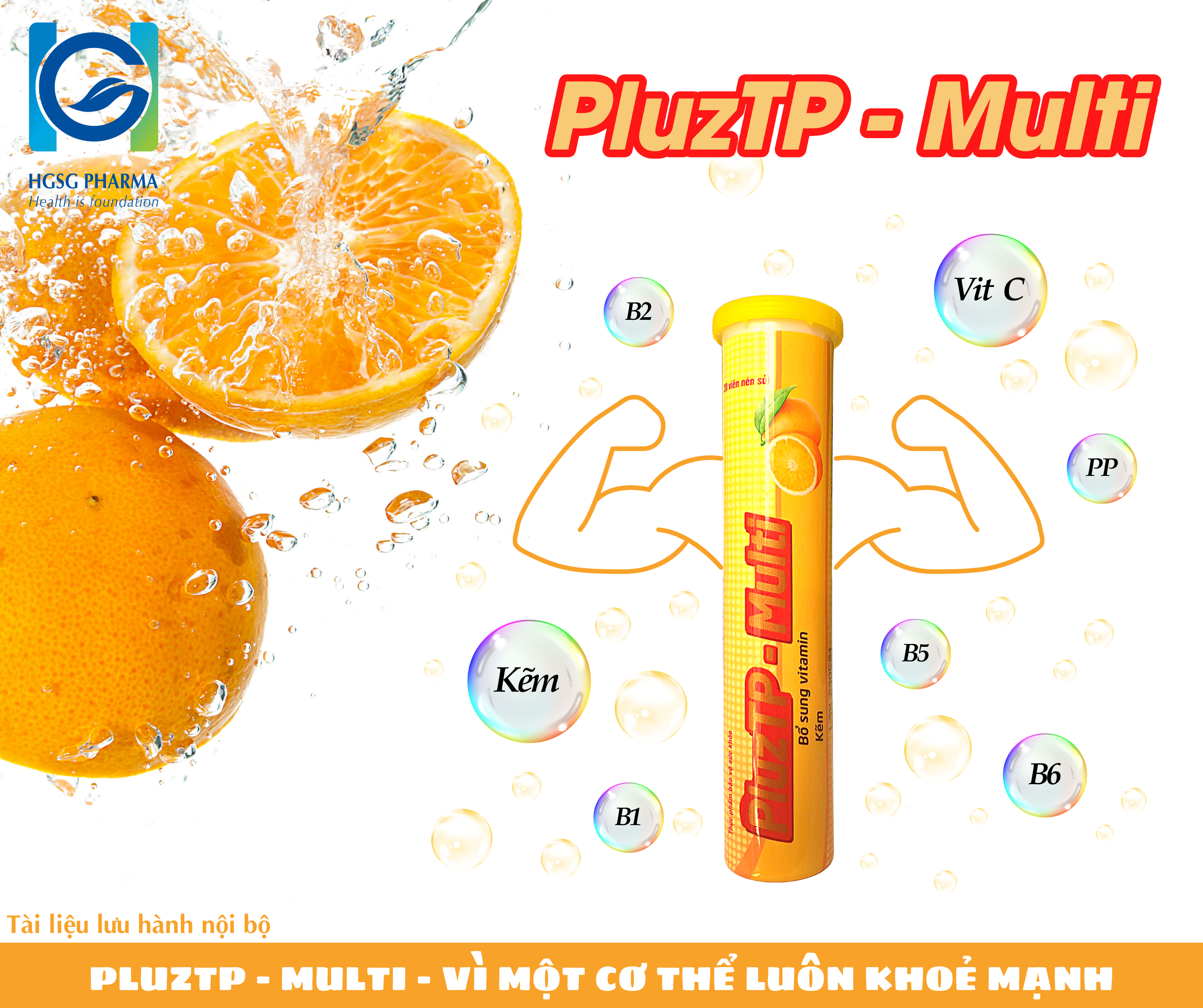 Viên sủi bổ sung vitamin và khoáng chất HGSG Pharma PLUZTP- MULTI