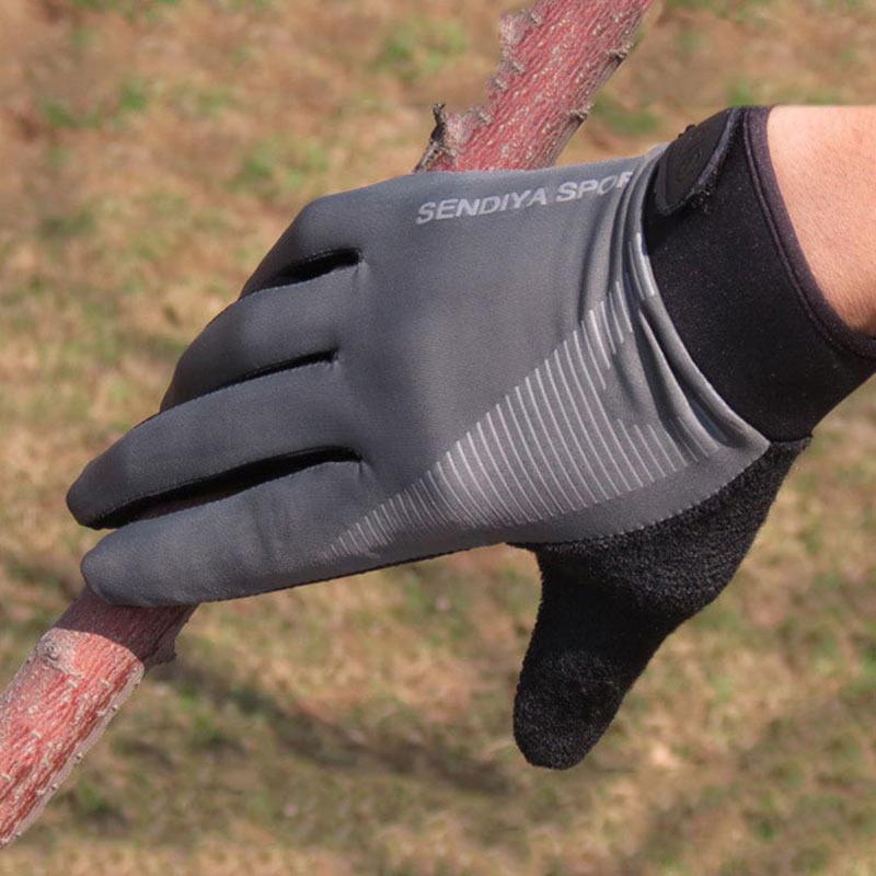 Unisex xe đạp găng tay xe đạp toàn bộ ngón tay cảm ứng MTB Găng tay mùa hè thoáng khí xe máy ấm áp Mittens Cycling Camping Color: grey Size: XL