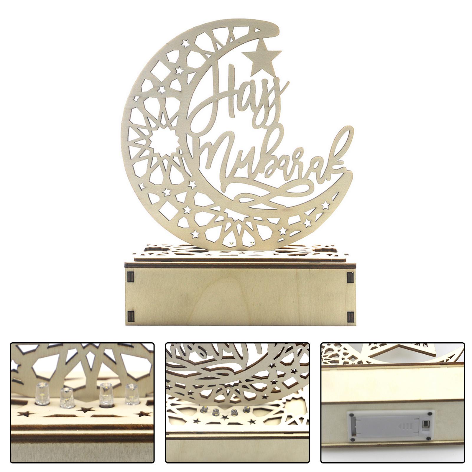 Đèn Ramadan bằng gỗ, hình mặt trăng dùng để trang trí nhà cửa, đèn ngủ, ...