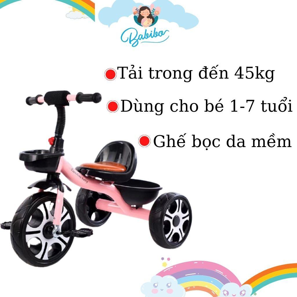 Xe đạp 3 bánh cho bé, xe 3 bánh có ghế da và hộp đựng đồ đằng sau phong cách cho bé từ 1 đến 7 tuổi