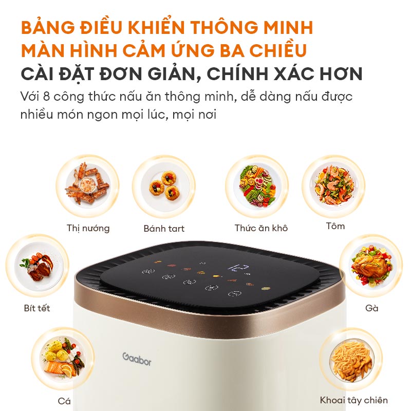 Nồi chiên không dầu màu Pastel Gaabor AF50T-WH01A dung tích 5 lít công suất mạnh 1400W - Hàng chính hãng