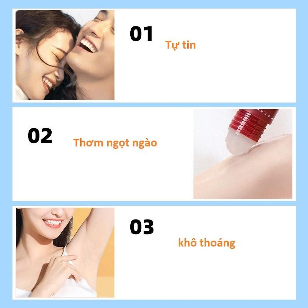 Lăn Khử Mùi Khô Lâu Dài Dưới Cánh Tay Roll-On Chất Chống Mồ Hôi Cơ Thể Quần Áo Tạo Hương Thơm Nước Hoa Dịu Nhẹ - HOA HỒNG