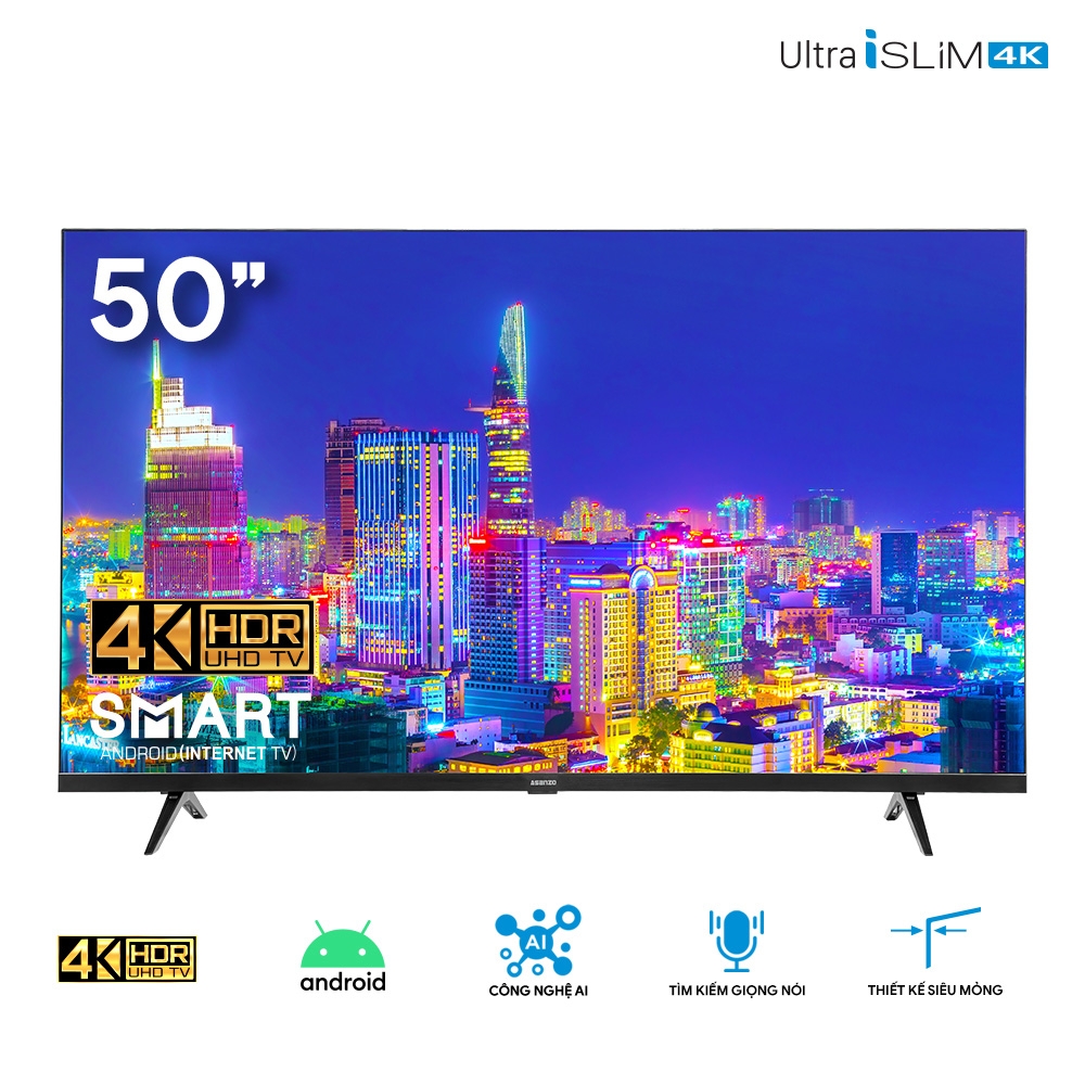 Smart Tivi 4K Asanzo Ultra iSLIM 50U72 50 inch - Hàng chính hãng