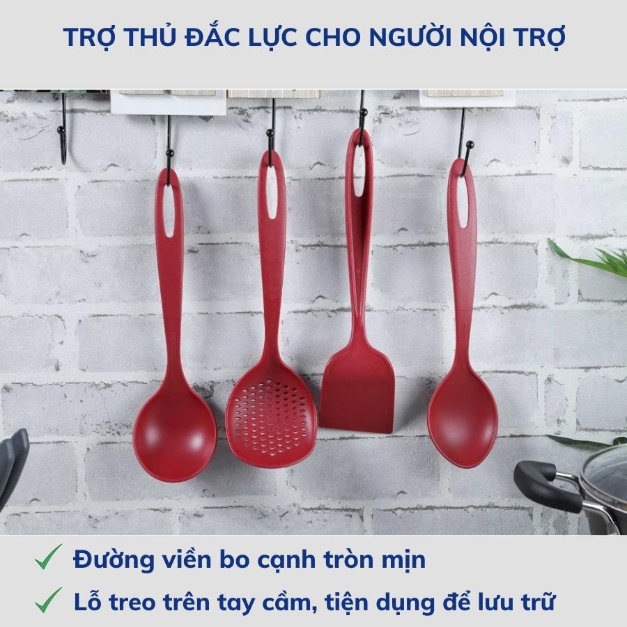 Combo 2 Dụng Cụ Nấu Ăn Gồm 1 Muôi Vớt/Vá Có Lỗ 30cm và 1 Thìa Múc Canh Sâu Lòng 30cm TRAMONTINA Chất Liệu Nhựa Chịu Nhiệt An Toàn Sản Xuất Tại BRAZIL - Hàng Chính Hãng