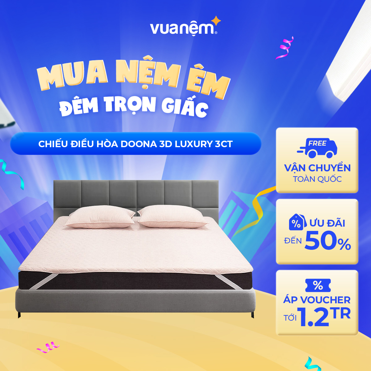 Chiếu điều hòa Doona 3D Luxury 3 Chi Tiết