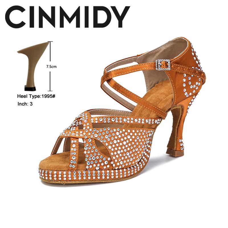 Nền tảng Cinmidy Giày nhảy Latin Tango Giày cao gót giày khiêu vũ Giày khiêu vũ cho cô gái giày giày thể thao phụ nữ Color: Silver 8.5cm heel Shoe Size: 3.5