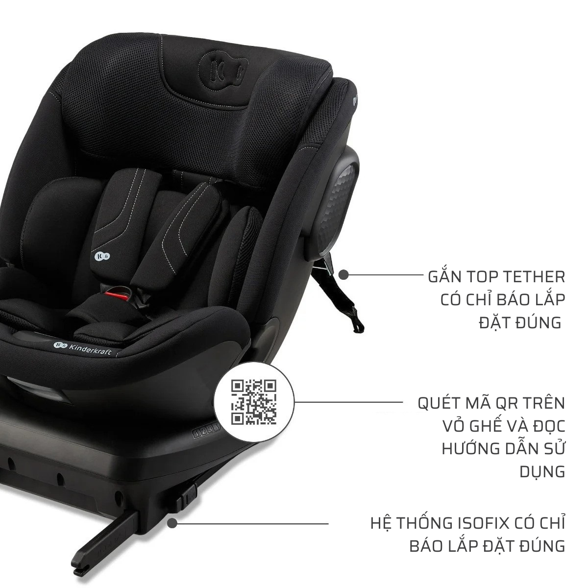 Ghế ngồi tô tô xoay 360 độ cho bé 0-12 tuổi Kinderkraft XRIDER 2 i-Size