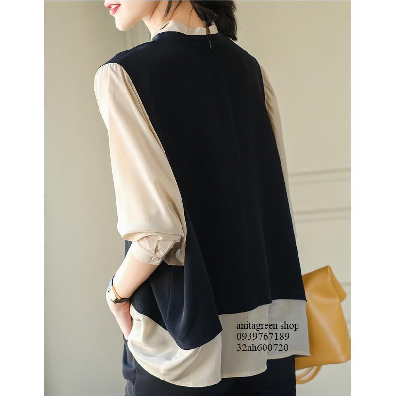 Nh600720-SƠ MI NỮ PHỐI MÀU CÁ TÍNH