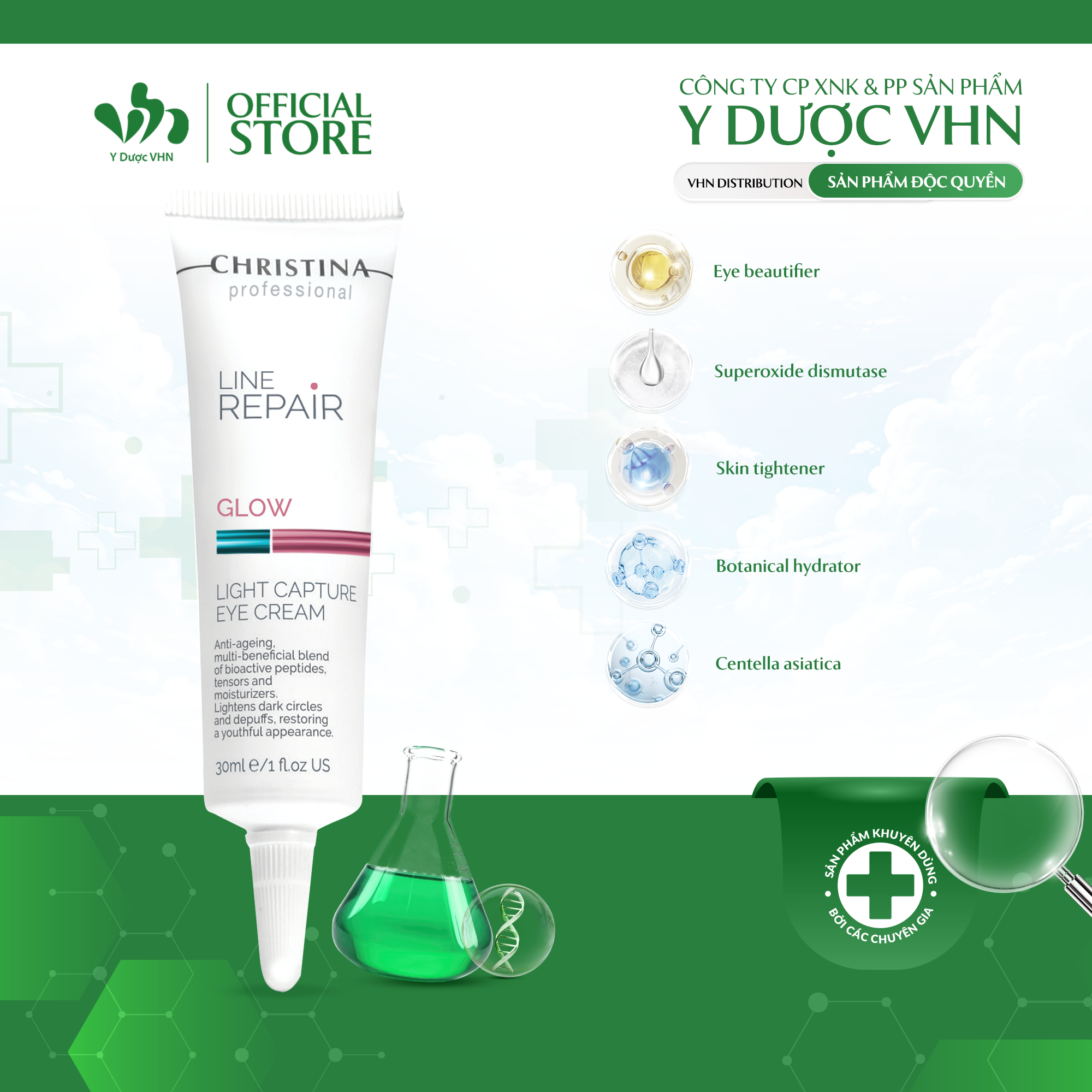 Kem dưỡng ẩm, giảm quầng thâm và bọng mắt Christina-Line Repair Light Capture Eye Cream (30ml)