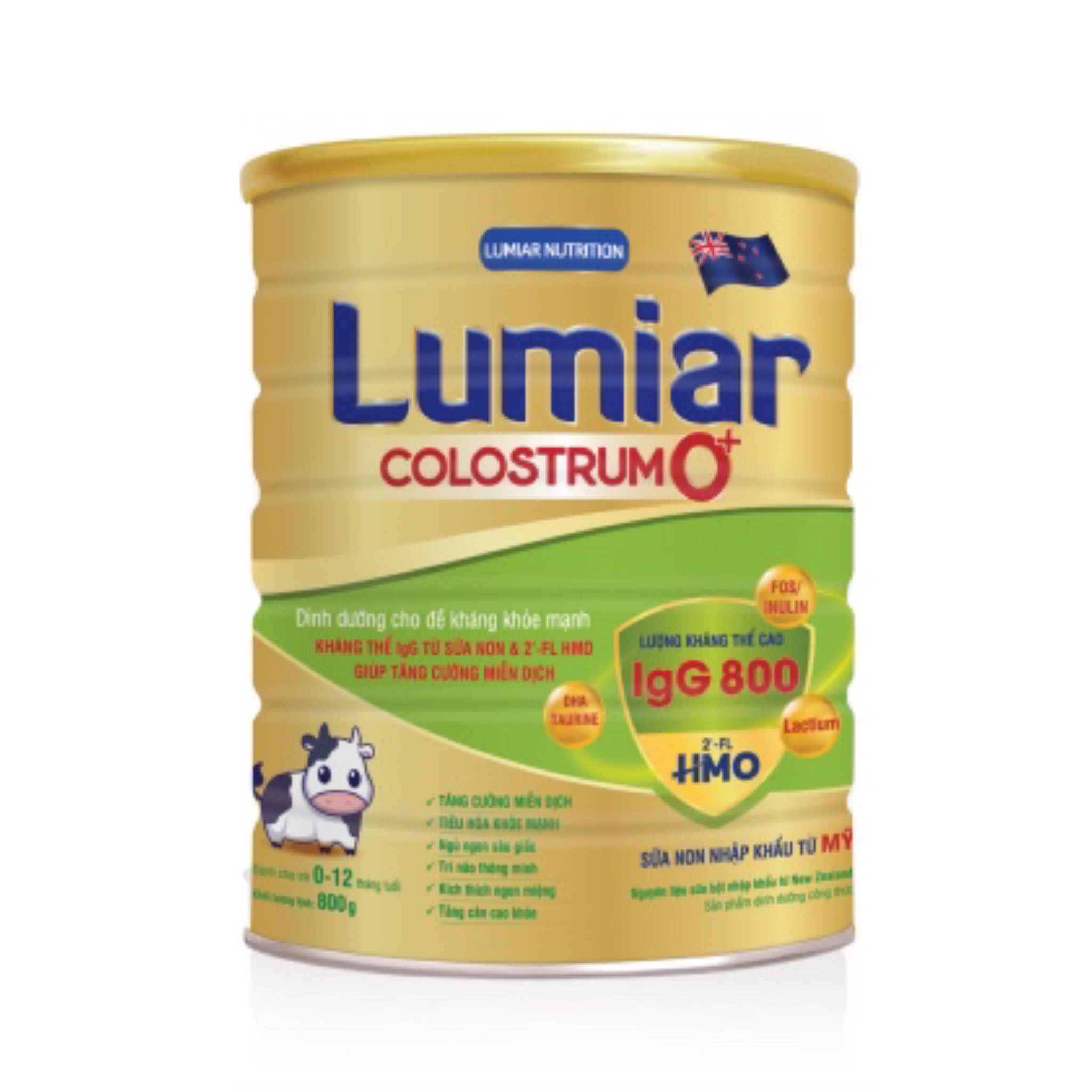 Sữa bột Lumiar Colostrum 0+ 800g - Dinh dưỡng cho đề kháng khỏe mạnh, kháng thể IgG từ sữa non &amp; 2′-FL HMO giúp tăng cường miễn dịch.