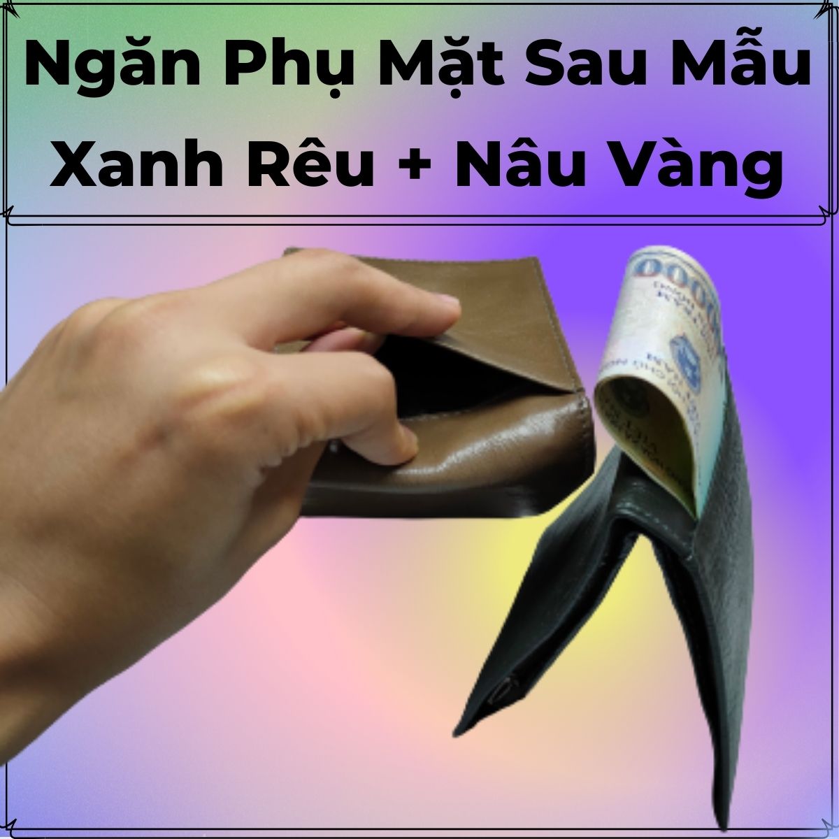 Ví da bò nam cao cấp dáng ngang - Không bong nổ, chất da mềm mại, 10 ngăn để thẻ - card kèm 3 ngăn chính