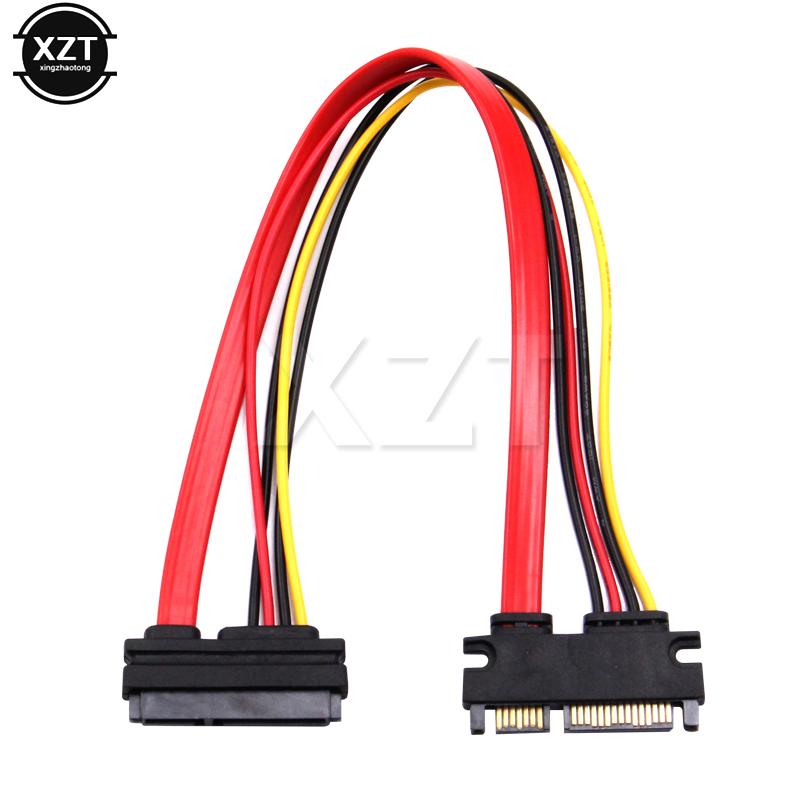 Newest 30cm 22Pin SATA Cable Male to Female 7+15 Pin Serial ATA SATA Data Power Combo Extension Cable Connector Conterver