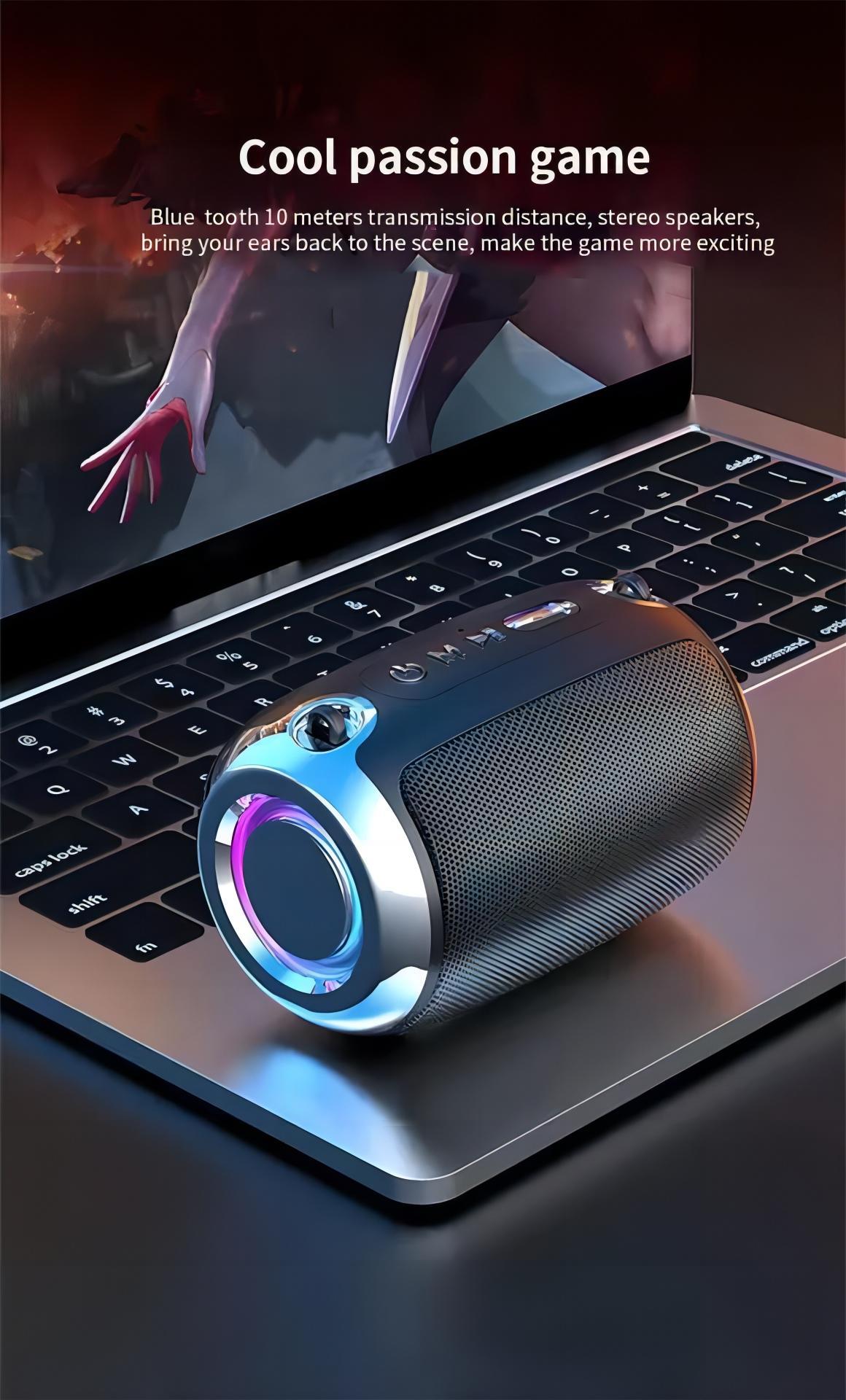 Hộp loa bluetooth mạnh mẽ ngoài trời Stereo 3D di động với AUX USB TF không dây mini cho máy nghe nhạc của bữa tiệc xe hơi âm thanh mới Color: Grey