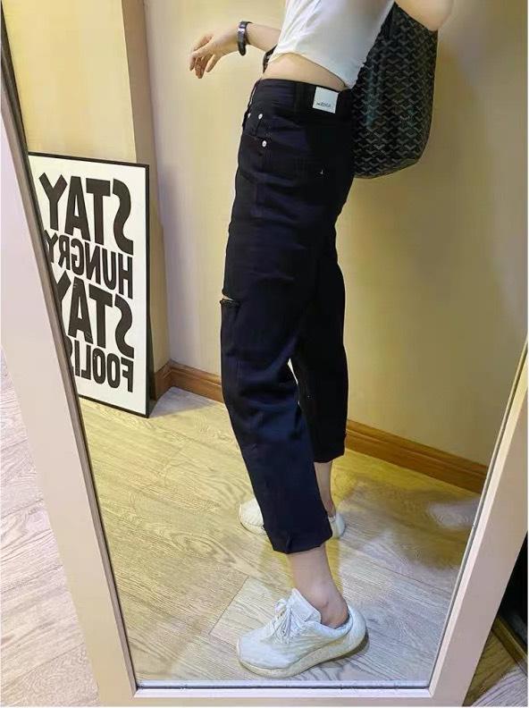 QUẦN JEAN NỮ BAGGY ỐNG RỘNG MÀU ĐEN TUYỀN VẢI MỀM KHÔNG CO DÃN