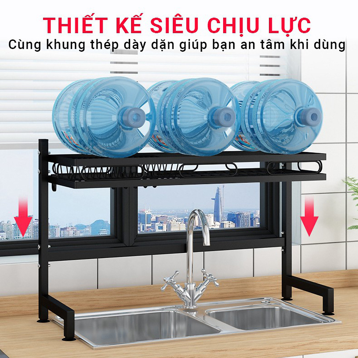 Kệ Để Bát Thông Minh, Giá Kệ Để Chén Bát Đũa Đa Năng Chọn Size – Thép Carbon Không Gỉ - Sơn Tĩnh Điện Cao Cấp Siêu Bền – Chống Bám Bụi Chính Hãng MINIIN