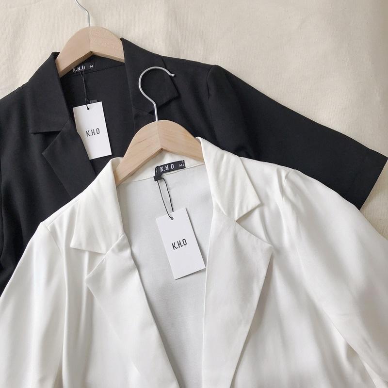 Áo blazer tay ngắn, vest nữ phong cách công sở phom suông 3 màu, có túi nắp, dễ mặc đi làm đi chơi