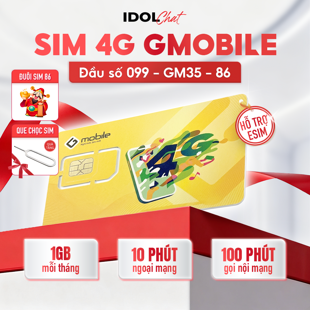 Sim Gmobile GM35 099 Đuôi 86 Phát Lộc - 1GB/Tháng - 100P Gọi - Hỗ Trợ eSIM - Hàng Chính Hãng