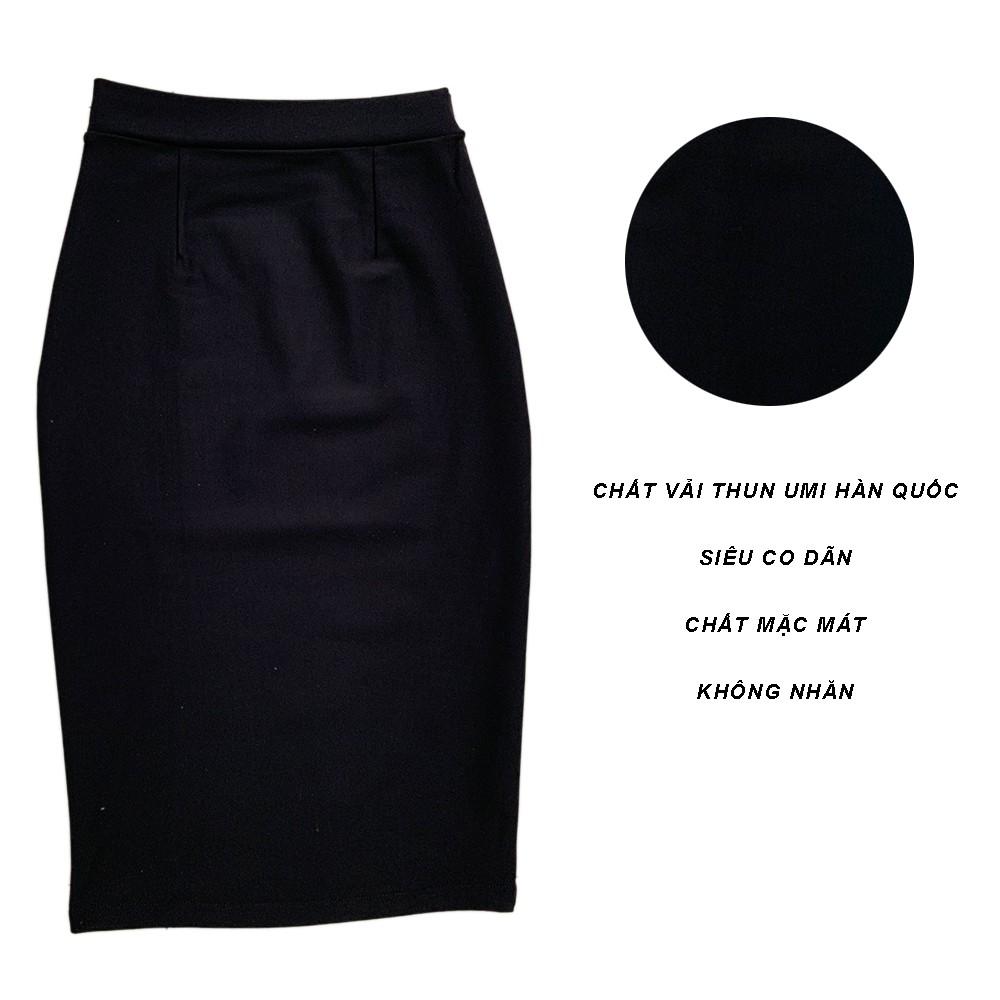 Chân váy công sở dài bigsize màu đen ôm body dài 70cm