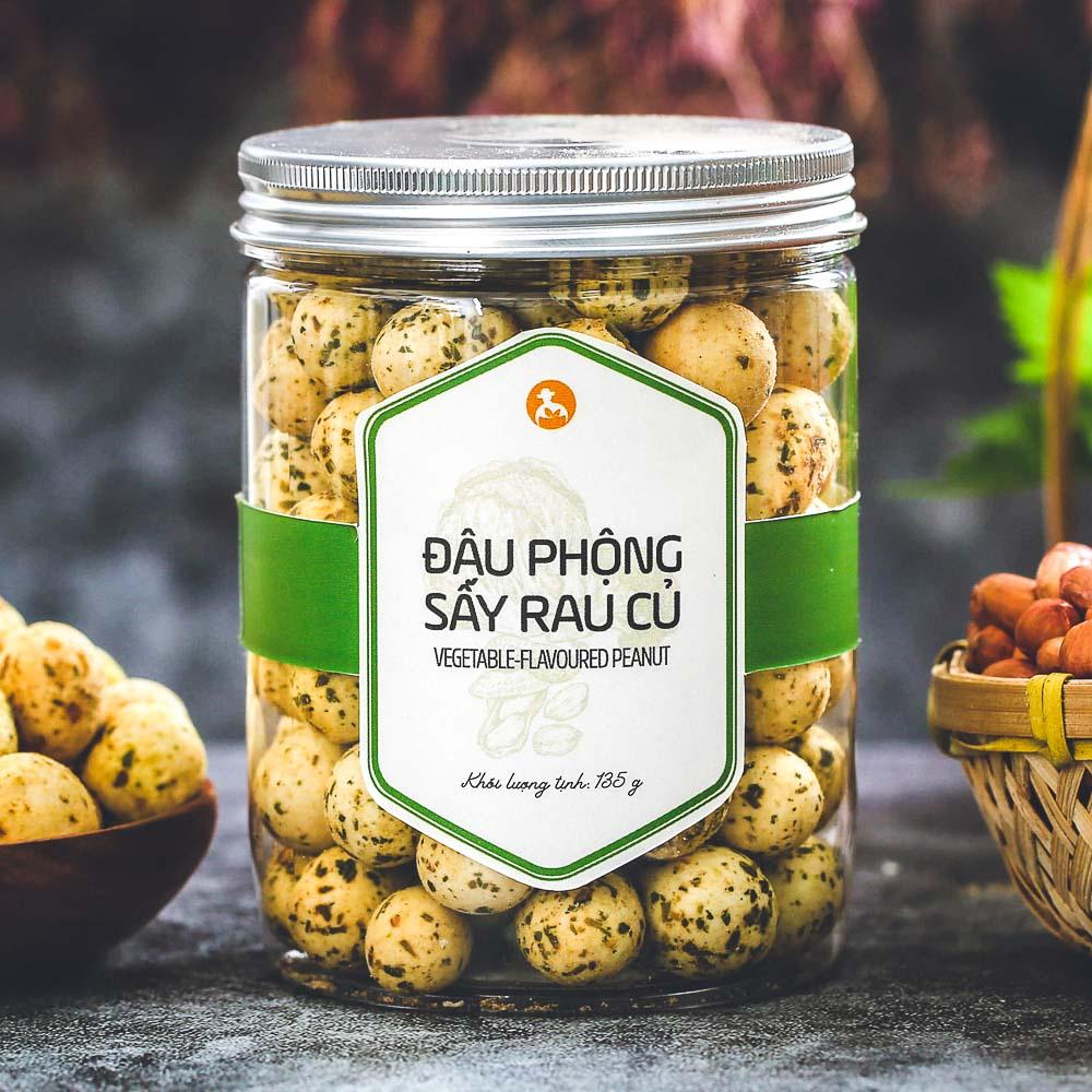 Đậu phộng sấy rau củ L'angfarm, 135g, hũ, mẫu nắp nhôm