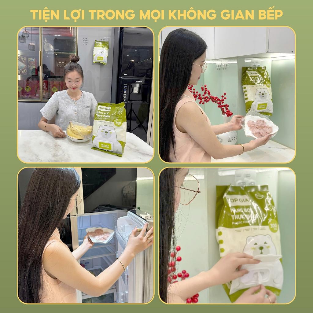 Túi bọc thực phẩm treo tường TOPGIA, chất liệu PE an toàn, chun siêu dai và đàn hồi cao