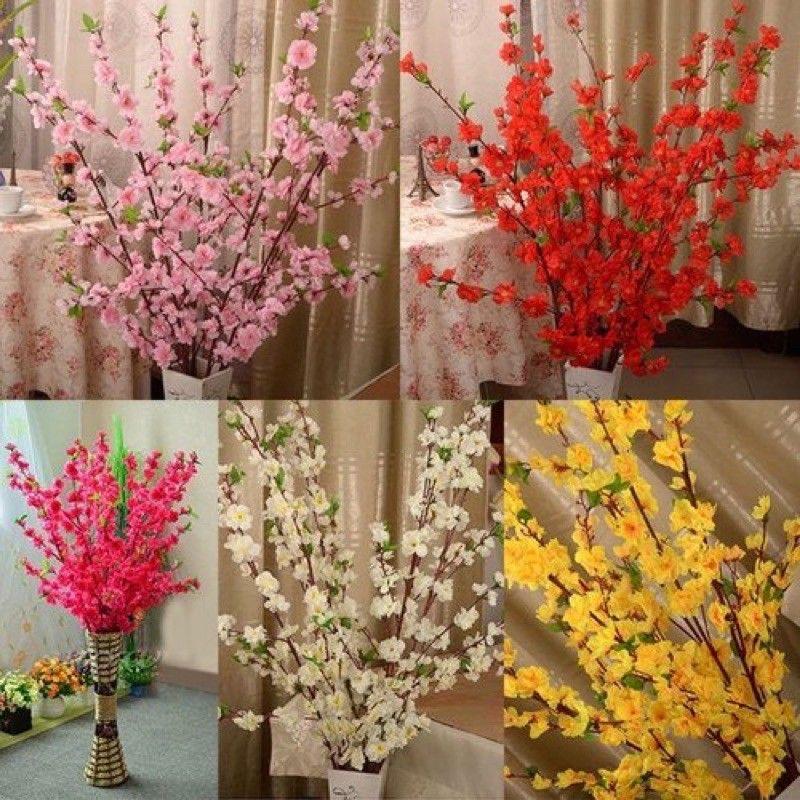 Cành hoa mai hoa đào giả trang trí ngày Tết