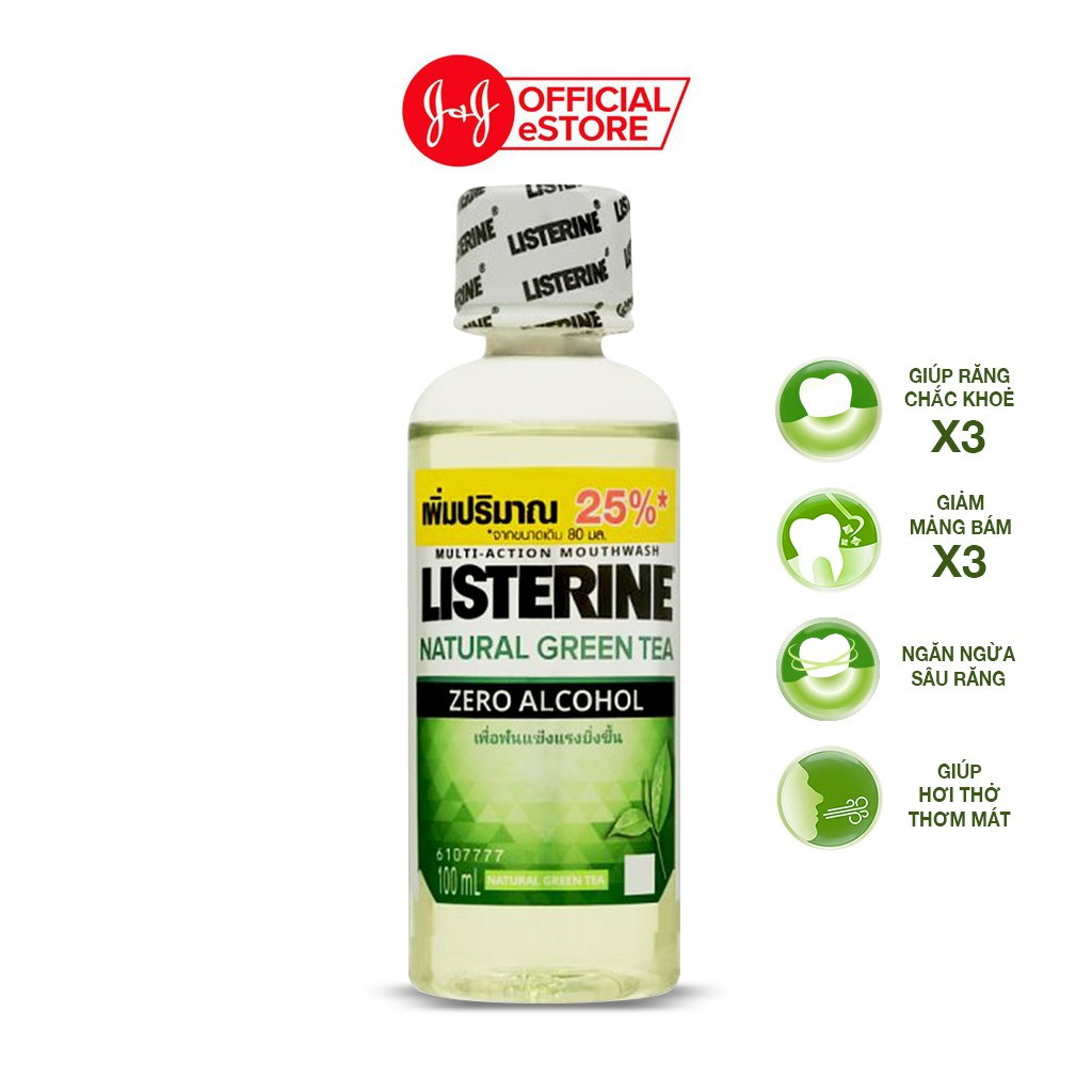 Bộ 6 Chai Nước Súc Miệng Ngừa Sâu Răng Listerine Green Tea Zero Alcohol - Dung tích 100ml/chai