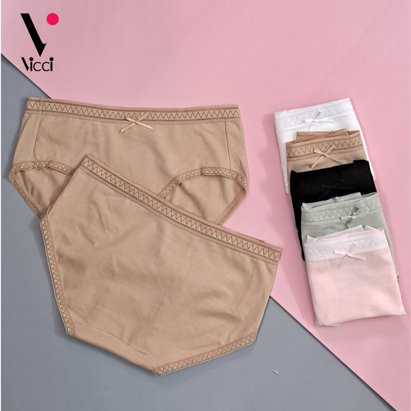 Combo 05 Quần lót nữ mix màu vải cotton Nhật viền ren cạp vừa kháng khuẩn Vicci QV.208 ôm sát vòng 3, mềm mại, thoáng mát