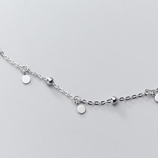 Choker Dây chuyền vòng cổ nữ bạc s925 tua rua mặt tròn dẹt Cá jewelry DC37