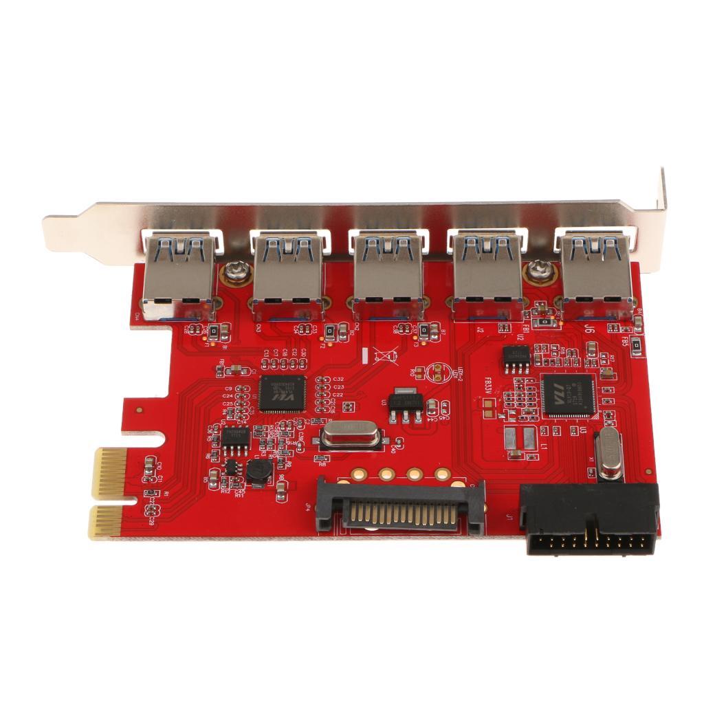 PCI-E to USB 3.0 5Port Expansion Card with 20 pin for Desktop