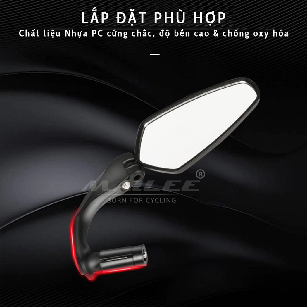 Gương chiếu hậu xe đạp mặt phẳng gắn tay lái/ ghi đông xe đạp YQ212 cho đường kính tay lái phi 16-22mm Mai Lee