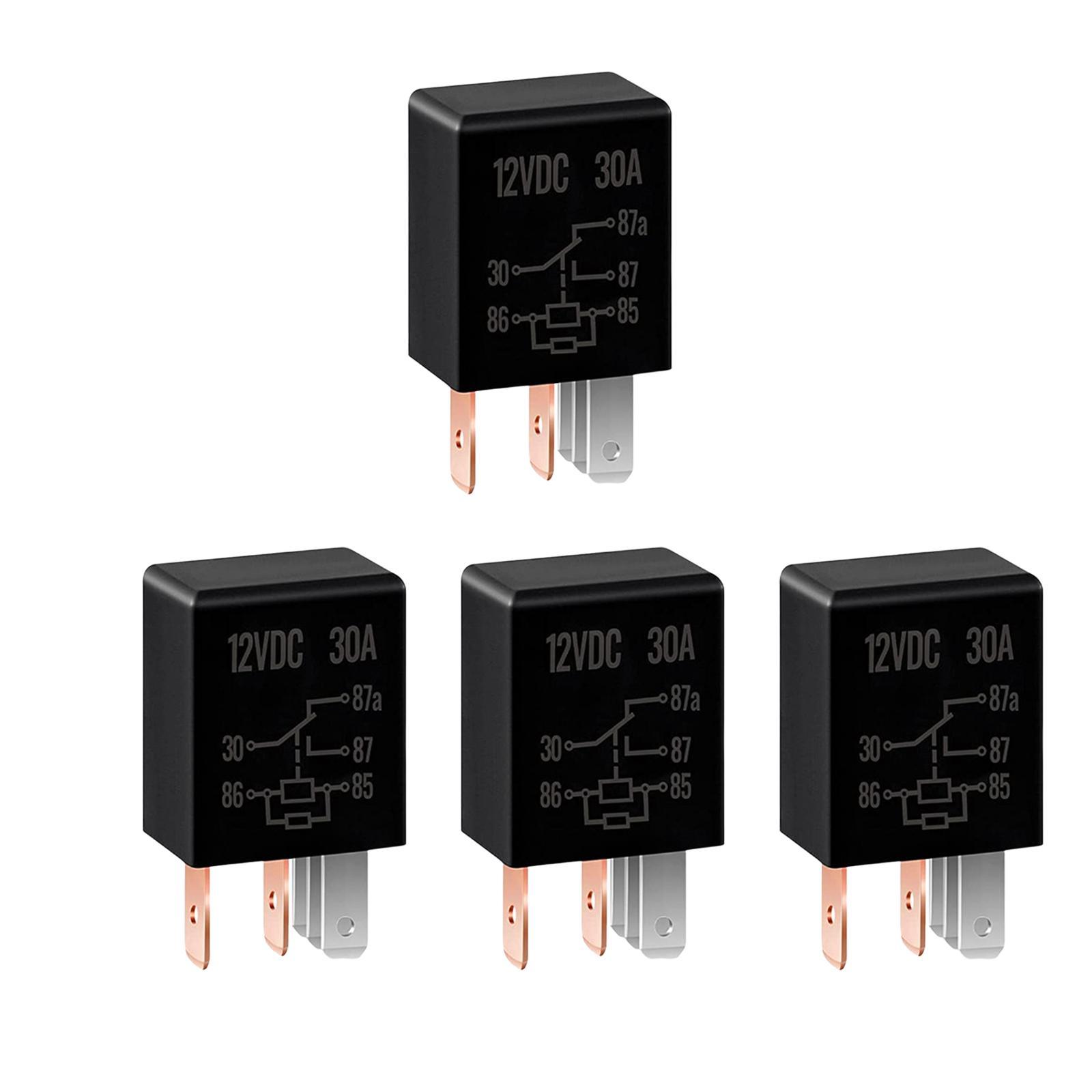 4 Pieces Automotive Relay 5 Pin 12V 30A Practical Professional Multi Purpose
