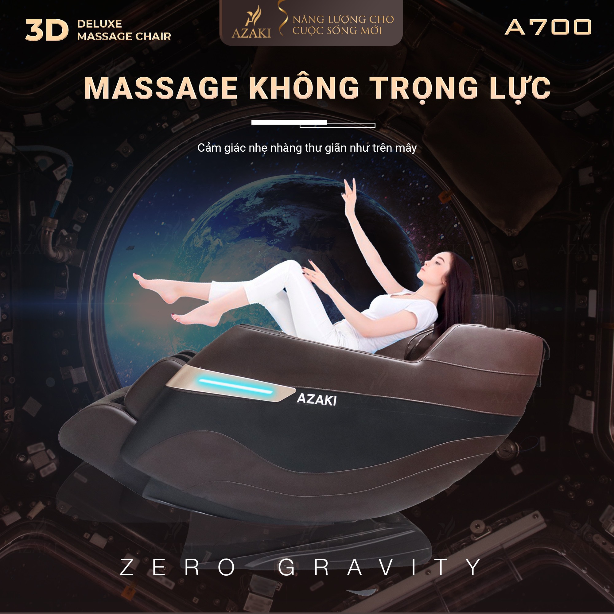 Ghế Massage Toàn Thân Cao Cấp 3D AZAKI A700