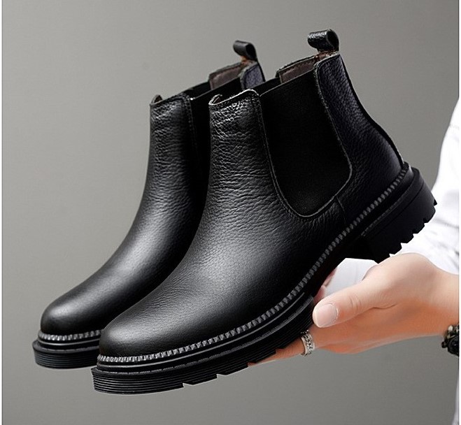 Giày chelsea boots da thật, giày bốt cổ cao big size cỡ lớn 44-45 cho nam cao to chân ú bè - BT215