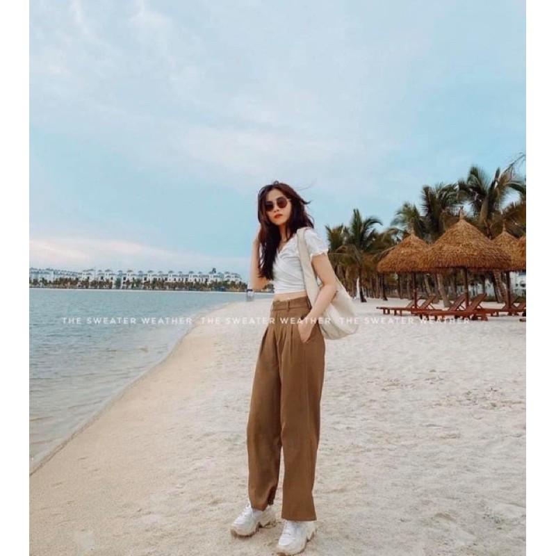 085 - SET ÁO CHÉO QUẦN NÂU RỘNG