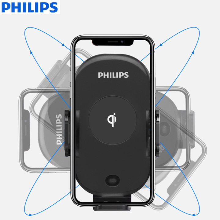 Gía đỡ điện thoại trên ô tô cao cấp Philips DLK9411N Sạc không dây chuẩn Qi công suất 10W - Hàng nhập khẩu