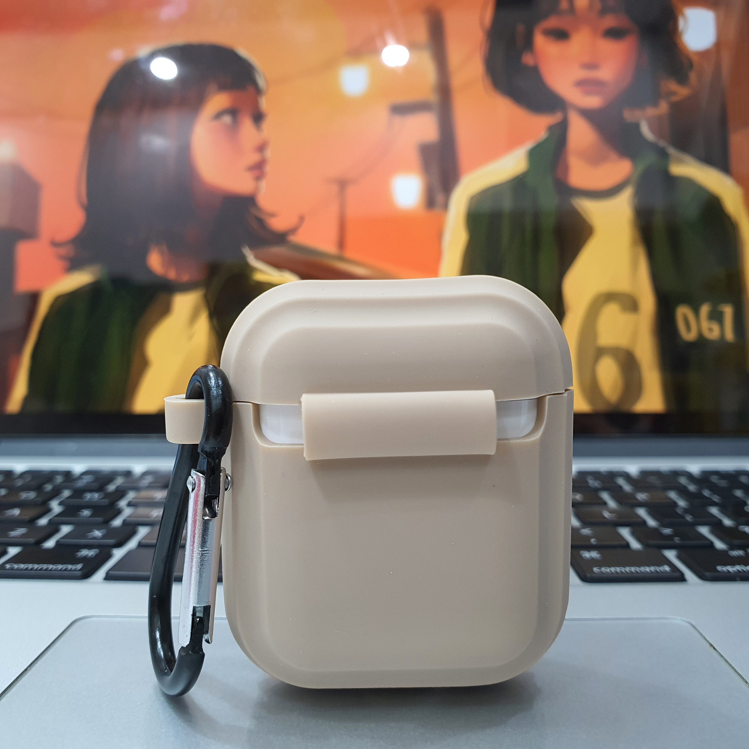 Case Ốp Dành Cho Airpods 1/2 - Màu Nâu Đậm Và Màu Xám Trơn Chia Cấp