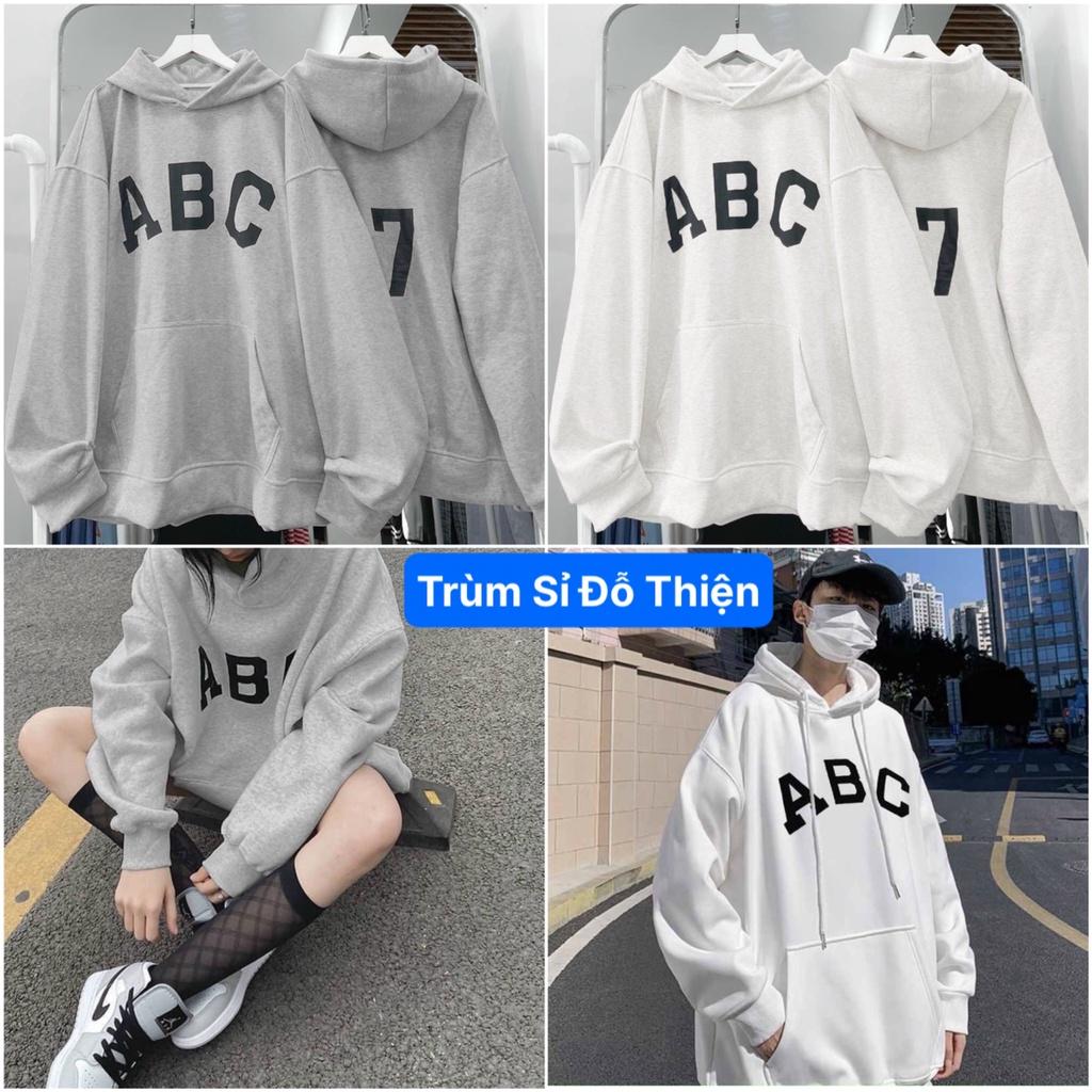 Áo hoodie ABC số 7 Unisex form rộng 2 màu khoác dành cho nam nữ sweater bigsize mặc nhà đi học chơi du lịch mẫu mới 2022