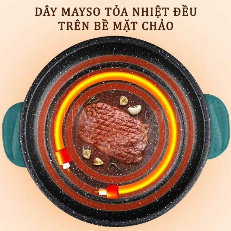 Chảo Nướng Điện Mini Đa Năng Chống Dính 26cm, Chảo nướng phong cách Hàn Quốc_CNĐ_