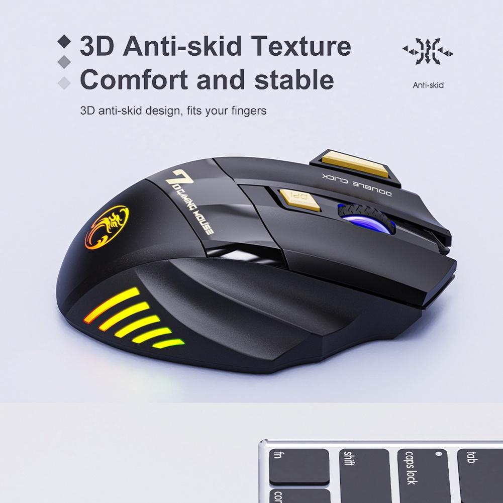 Chuột không dây sạc điện 2.4ghz với 7 nút bấm dùng để chơi game trên máy tính/ laptop
