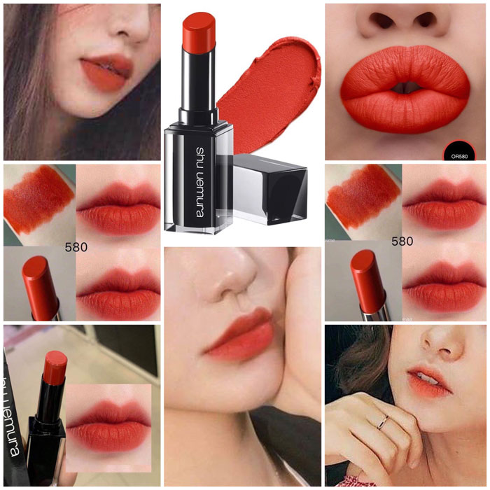 Son Shu Uemura Rouge Unlimited Matte M OR 580 Màu Đỏ Cam Cháy (Chất Son Lì)