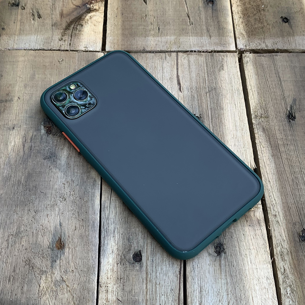 Ốp lưng chống sốc dành cho iPhone 11 Pro Max nút màu cam - Màu xanh đậm