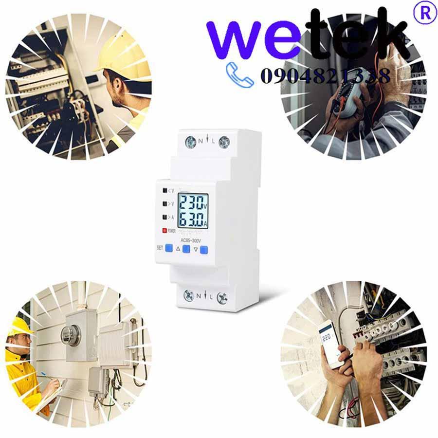 Rơ le DDS238-VAP-80A bảo vệ điện áp và dòng điện 85~300Vac, 1~80A, hiển thị V A kWh kW, dải rộng, đa năng, Hiking