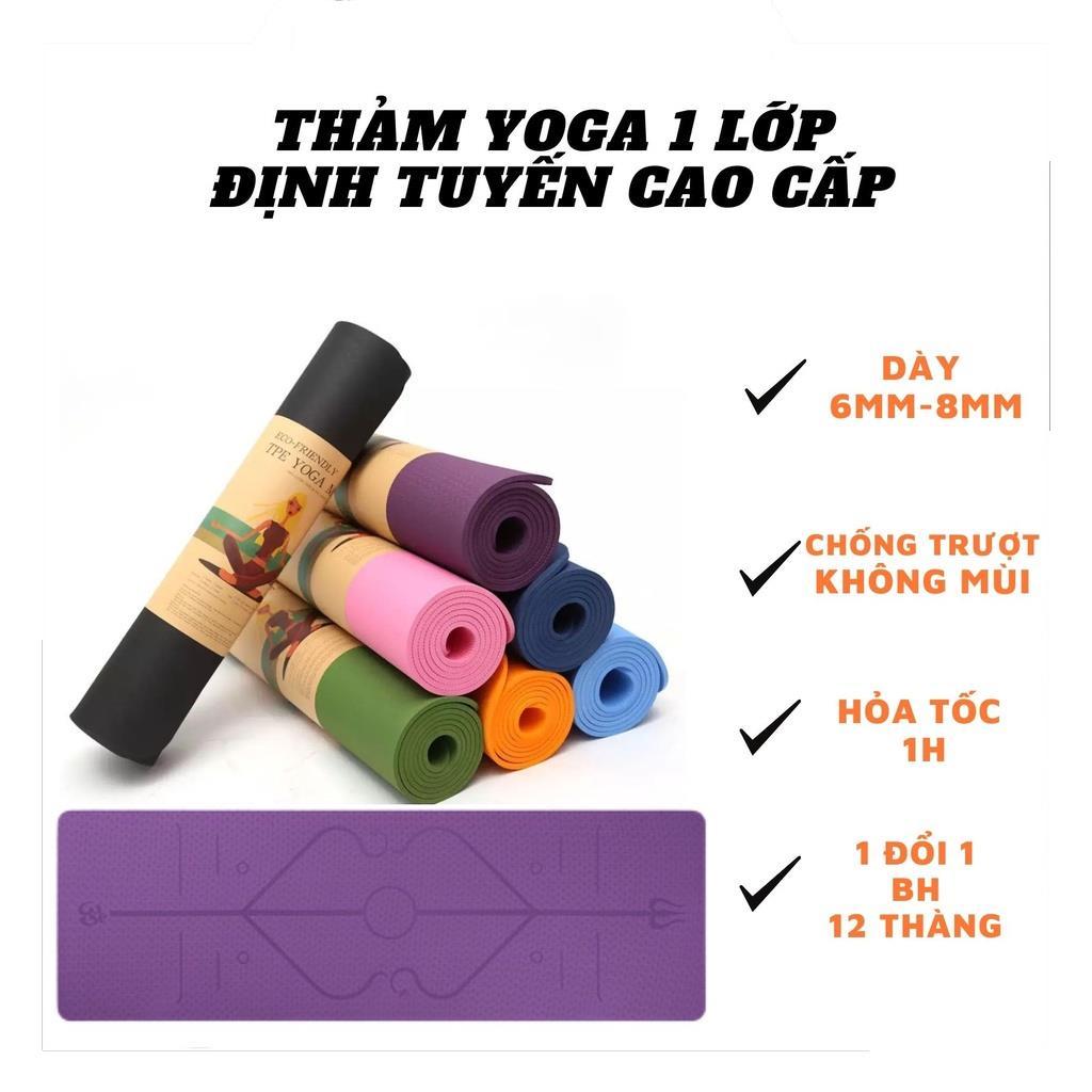 Thảm Tập Yoga Gym Định Tuyến Đúc Nguyên Khối Cao cấp Chống Trượt Dày 6mm-9mm