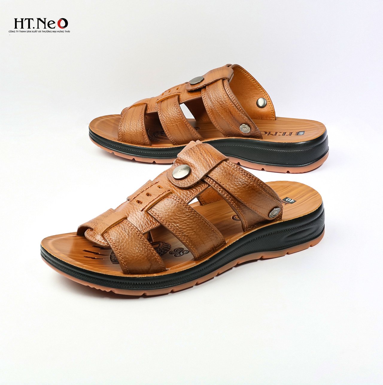 Sandal nam đế cao - Sandal nam HT.NEO 100% da bò tự nhiên, kiểu dáng và màu sắc nổi bật, quai da siêu bền chắc SD96 ):