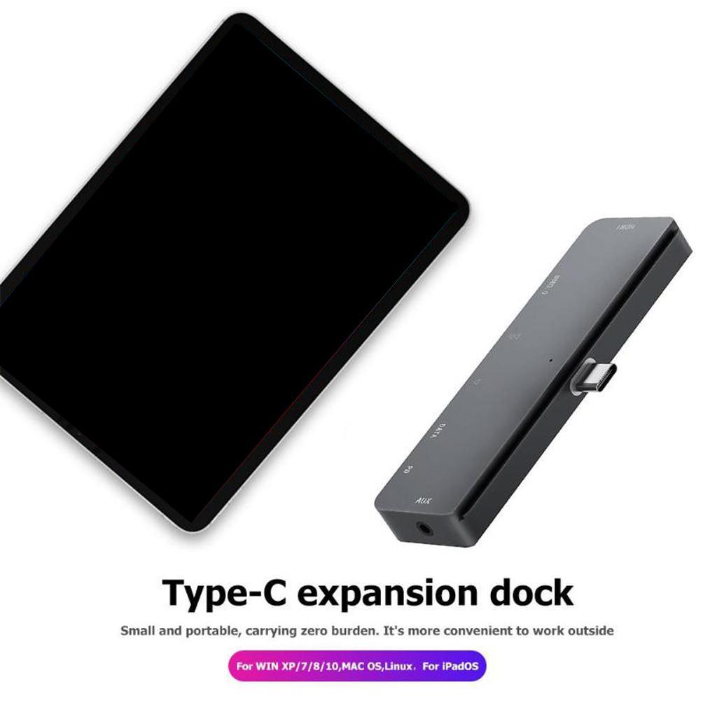 7in1 USB-C Hub Multiport HDMI Docking Station HUB for MacBook 4K Support