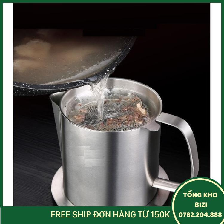 Ca Lọc Dầu Inox 304  - 14.5X14.5Cm 562G 1100Ml - Free Ship Toàn Quốc