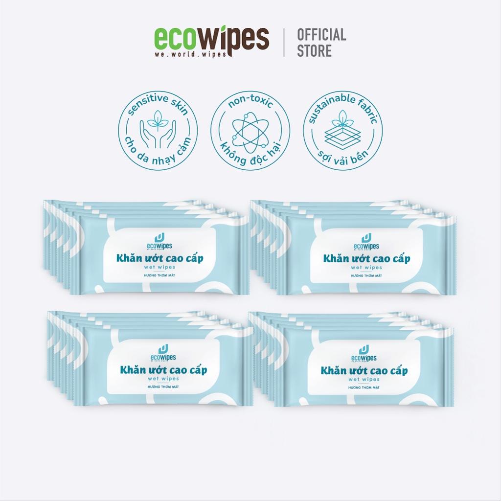 Combo 10 túi 200 cái khăn lạnh cao cấp EcoWipes Hương Lô Hội/Hương Trà Xanh loại 1 tờ dùng 1 lần không cồn